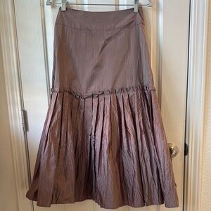 Nougat London elegant midi skirt 100% Silk pleated A-line Brown size 0